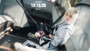 眯眼的cos猫耳美少女