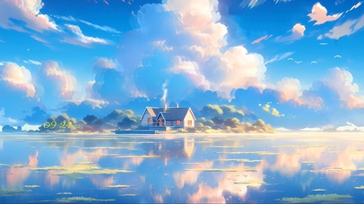 清新治愈白云小屋