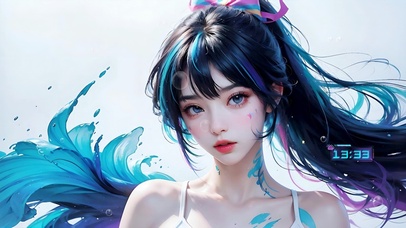 4K水中炫彩少女