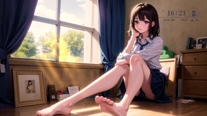 4K 阳光下的光脚少女