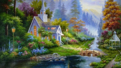 4K唯美治愈水墨动漫森林木屋