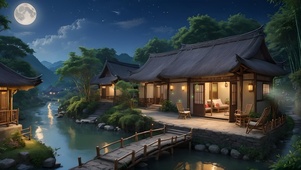 屋外赏月