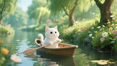 悠闲划船猫咪