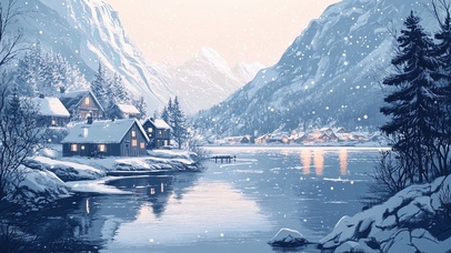 雪中的森林小屋