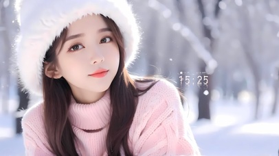 可爱雪中的女孩