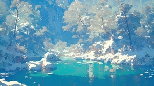 静谧雪天湖泊