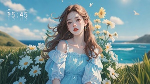 4K 蓝裙清新少女