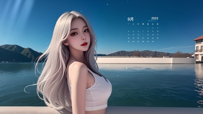 海边阳光长发美女