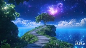 夜空海岸树