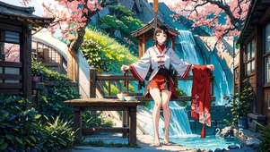 4K国风桃花秘境少女