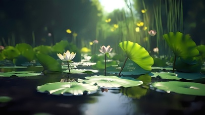 清新夏日荷塘护眼