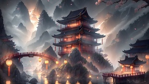 4K高清古风意境阁楼风景壁纸