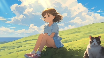 草坪上的小女孩