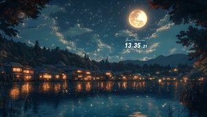 夜晚湖畔星空