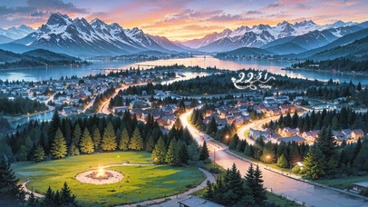 傍晚的海滨小镇