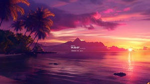 夕阳椰林海洋