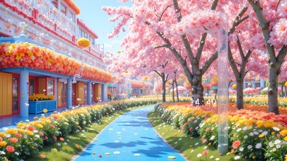 糖果风樱花小镇