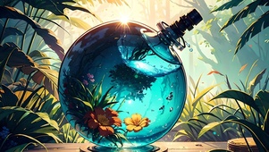 森林中的瓶中花