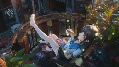 4K喝咖啡的女孩儿