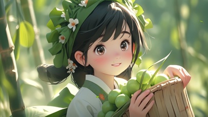 可爱的采摘小女孩