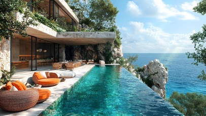 海边别墅露天泳池