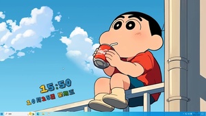 可爱小新喝可乐