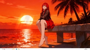 长腿美女   晚霞