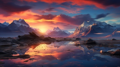 4K 夕阳美景 冰川融化