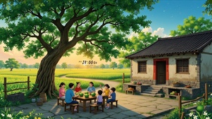 夏日树下吃西瓜