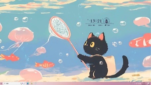 水中捕鱼猫