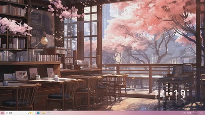 护眼樱花树木桌面主题