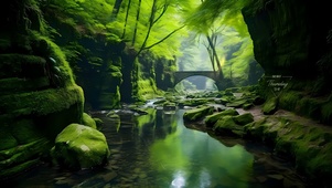 绿色林间溪水