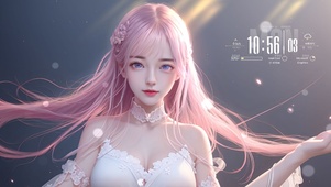 粉色长发甜美女孩