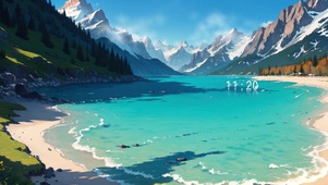 雪山湖面