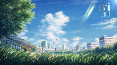 动漫插画-学校操场