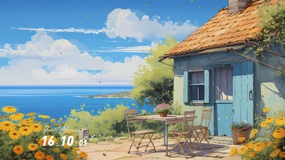 蓝天白云房屋海景