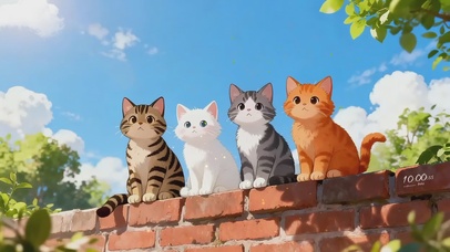 墙头四只小猫