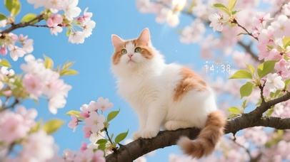 樱花树上猫咪