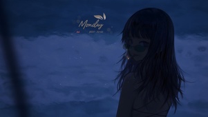 唯美清晨海边少女