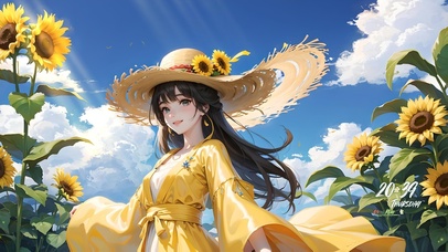 唯美治愈阳光向日葵少女