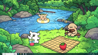 线条小狗野餐派对主题