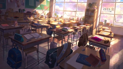 4k 治愈温馨傍晚阳光教室