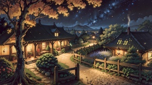 治愈唯美古风乡村夜景