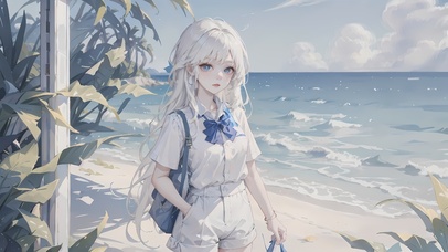 4k沙滩短裤女孩