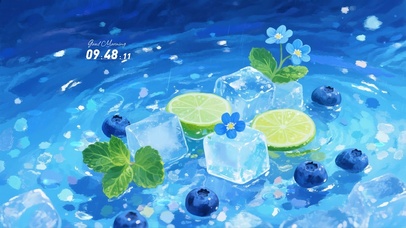 解暑治愈！雨中蓝莓青柠薄荷冰块