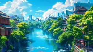 清新云海小镇