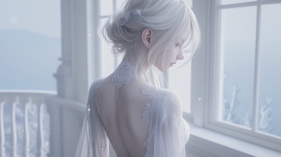 阳台都市女孩后背视角