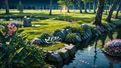 4K唯美治愈动漫森林小溪