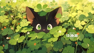 草地小黑猫