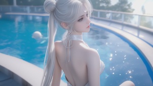 【原创】可爱泳池边性感甜美少女